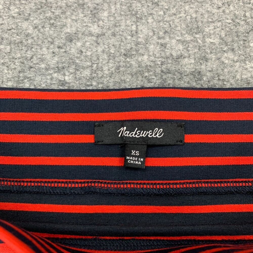 Madewell Downtown Ponte Knit City Sailor Skirt Women XS Red Navy Striped Pull On - Picture 3 of 10